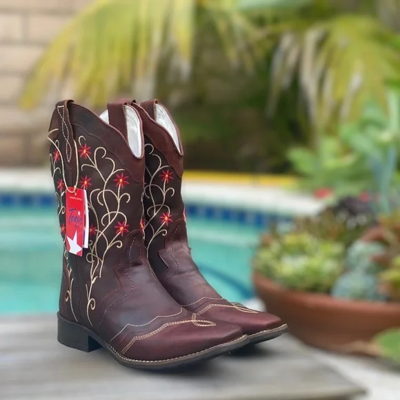 QUT Western Boots for Women Cowboy Riding Mid-Calf Real Leather Zip Cowgirl Boot - Picture 7 of 14